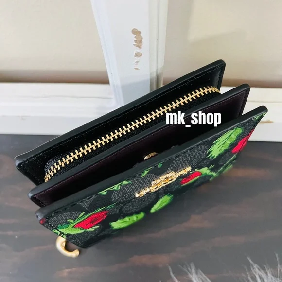 COACH Snap Wallet Signature Canvas Fairytale Rose Print - Picture 5 of 16